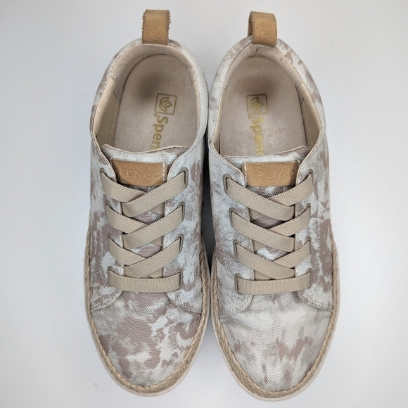 Spenco Shoes - Spenco canvas sneakers slip on tan white Malibu tie-dye espadrilles size 8.5